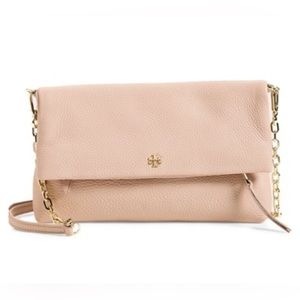 TORY BURCH Foldover Crossbody Bag | Light oak with gold tone hardware